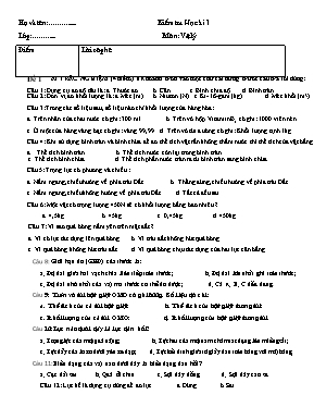Đề thi học kì I môn Vật lí lớp 6